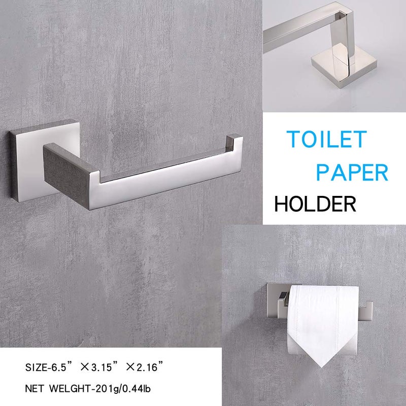 TASTOS Polished Chrome Toilet Paper Holder SUS304 Stainless Steel, Modern Square Half Open Bathroom 5 inch TP Holder Wall Mount Rustfree Tissue Roll Dispenser for Washroom Kitchen - Image 2