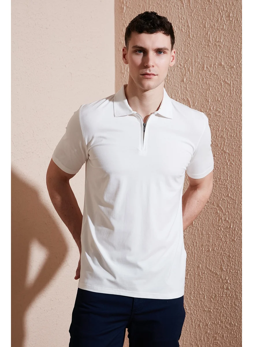 بوراتي Cotton Regular Fit Half Zipper Polo Neck T Shirt Men's Polo Neck T Shirt 5902972