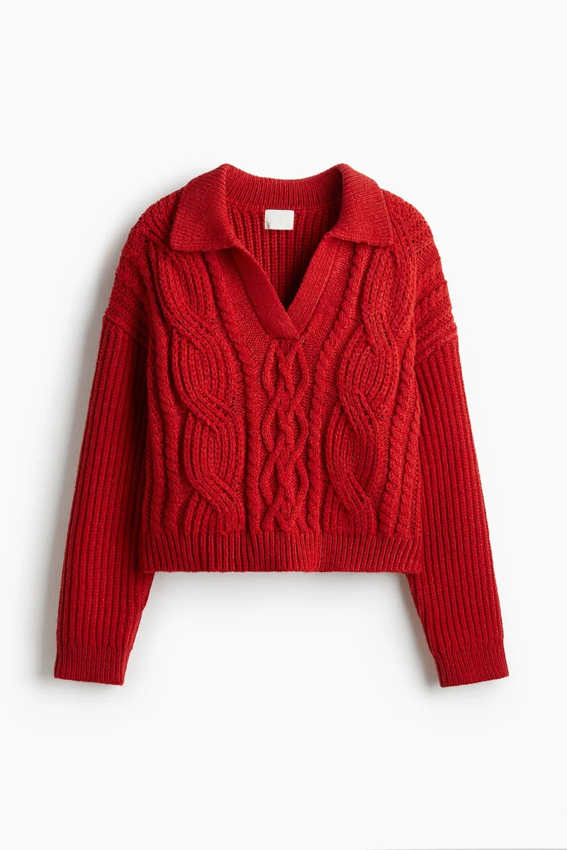 H&M  Cable-knit collared jumper for Women | Best Price UAE