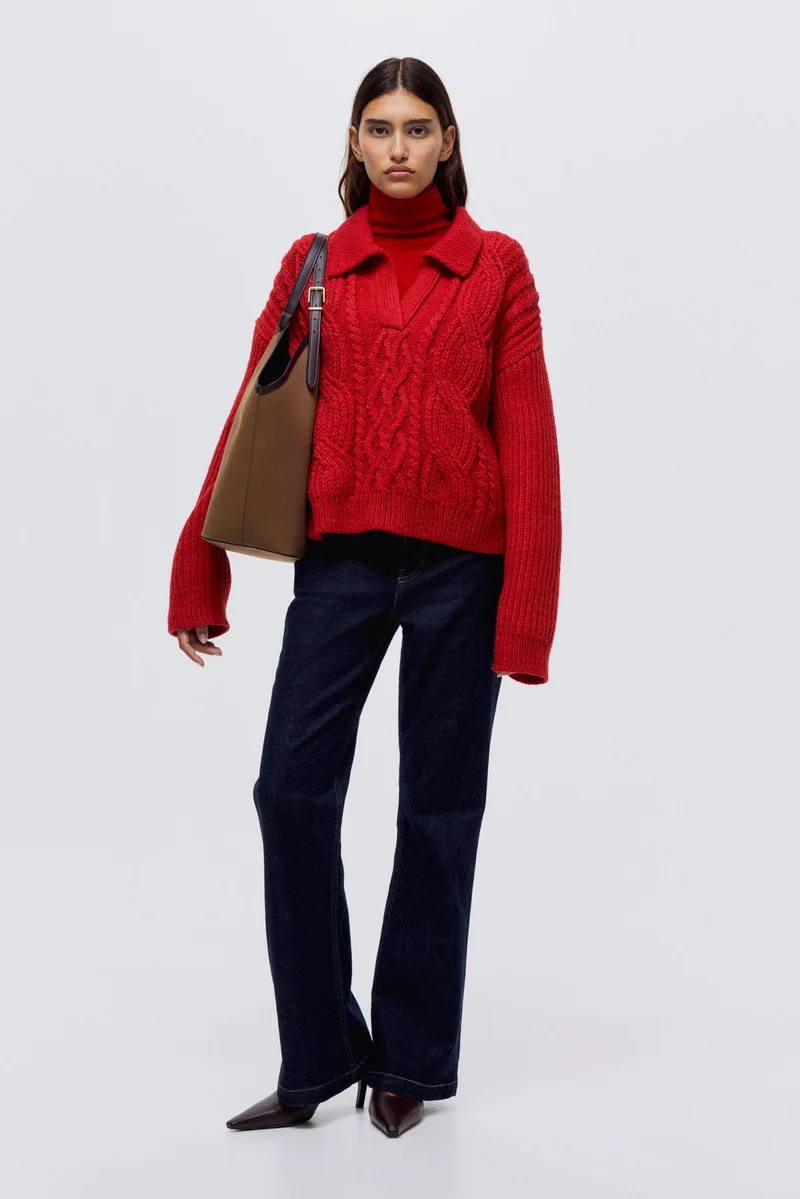H&M  Cable-knit collared jumper for Women | Best Price UAE