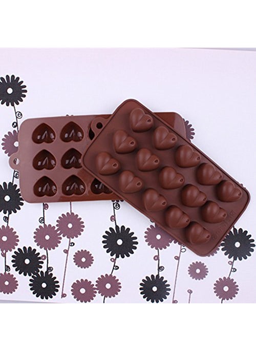 Syga SYGA 15 Holes Brown Silicone Heart Shape Mold  - Image 2