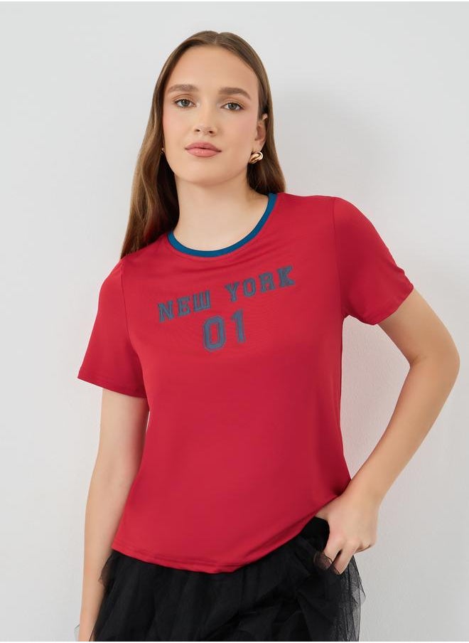 Take Two Take Two Slogan Print Round Neck T-Shirt  - Image 1