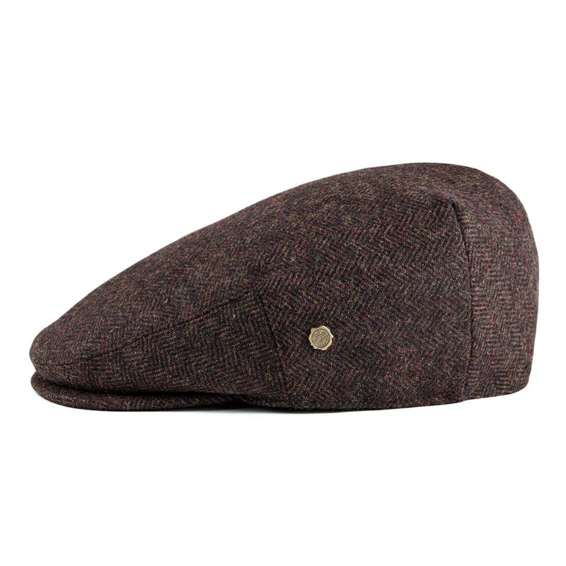 VOBOOM Men's Herringbone Flat Ivy Newsboy Hat Wool Blend Gatsby Cabbie Cap (Coffee, 7 3/8) - Image 2