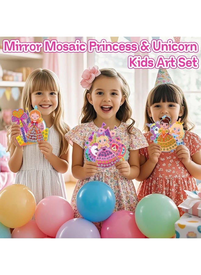 Capstro Mirror Mosaic Sticker Art Kit – Princess Theme | 10 Pattern Cards, 12 Laser Mirror Stickers & 10 Lanyards | DIY Shiny Mosaic Craft for Kids Age 4+ | Creative Glitter Art Gift for Girls & Boys - Image 4