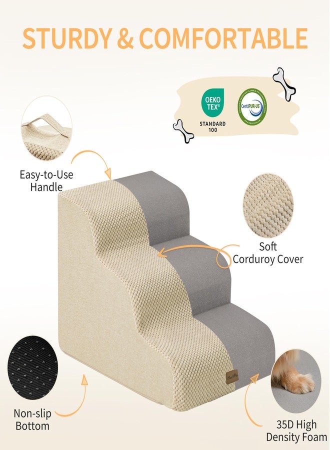 MADE 4 PETS Made4Pets Dog Stairs Ramp for Small Dogs 15.7" H, 3-Step Dog Steps for Bed Couch Sofa and Chair, 35D Foam Pet Steps for Small Dogs and Cats, Non-Slip Bottom Pet Stairs, Beige - Image 5