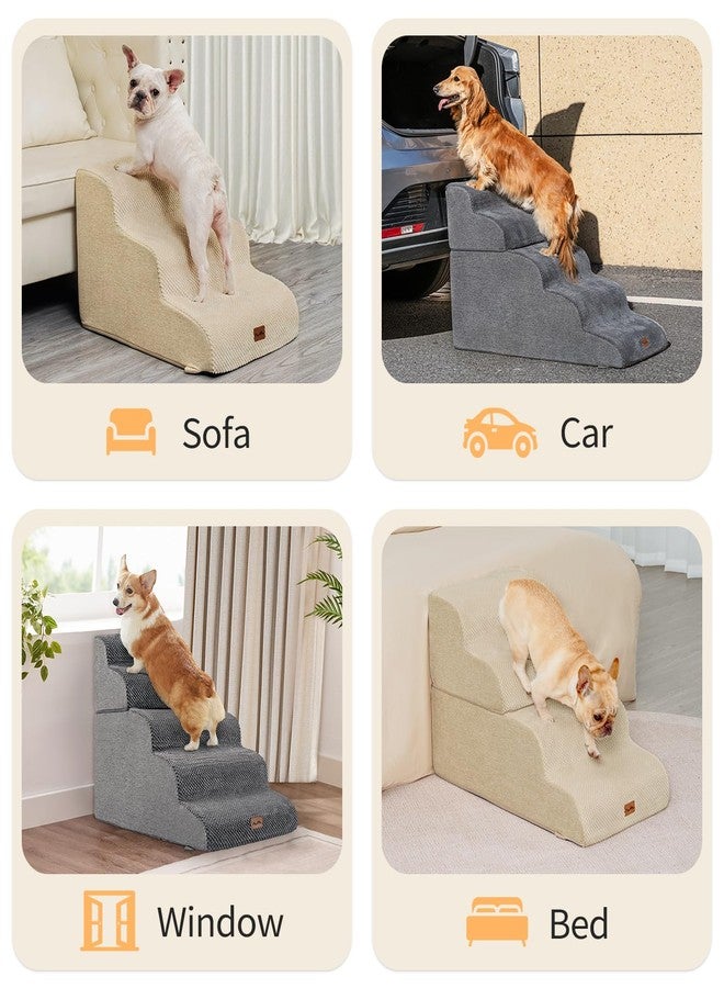 MADE 4 PETS Made4Pets Dog Stairs Ramp for Small Dogs 15.7" H, 3-Step Dog Steps for Bed Couch Sofa and Chair, 35D Foam Pet Steps for Small Dogs and Cats, Non-Slip Bottom Pet Stairs, Beige - Image 3