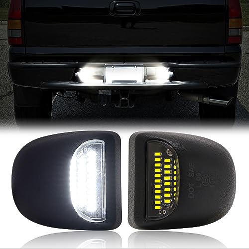 AUYICH License Plate Light Fits for 20012013 Silverado Sierra 1500 2500 3500 19992014 2500HD 3500HD 0006 Suburban 0006 Chevrolet Tahoe White LED Light Rear Bumper Tag Number Lamp - Image 1