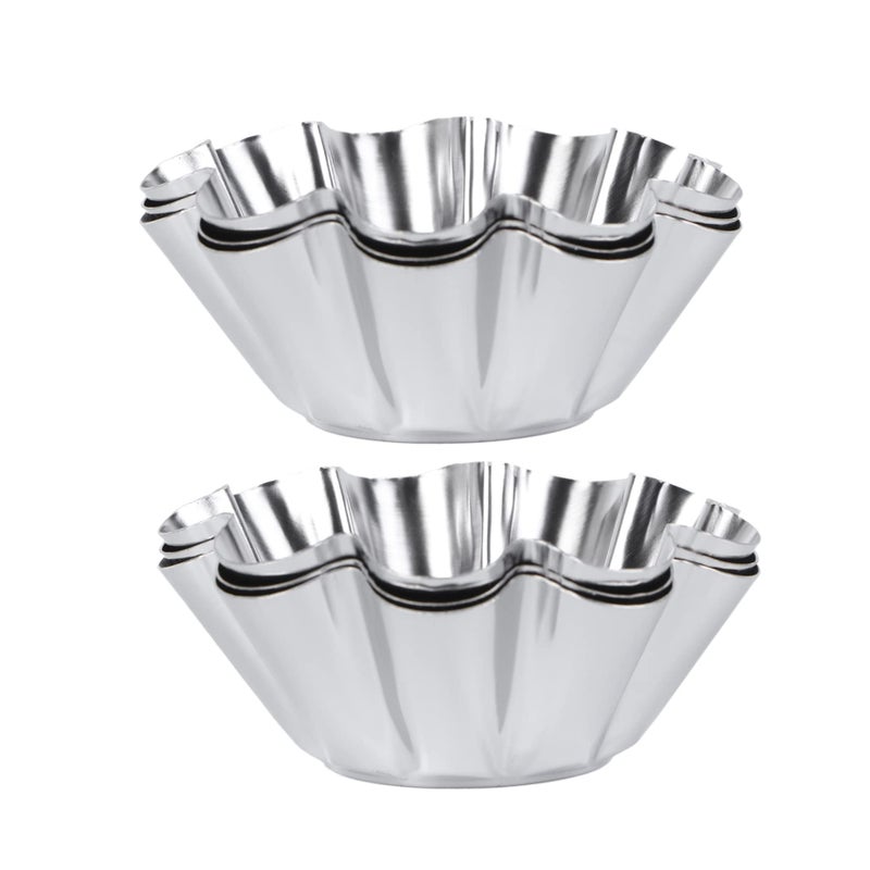 Stainless Steel Tart Pans 6pcs Non Stick Baking Molds for Egg Tarts Cupcakes Desserts - Image 2
