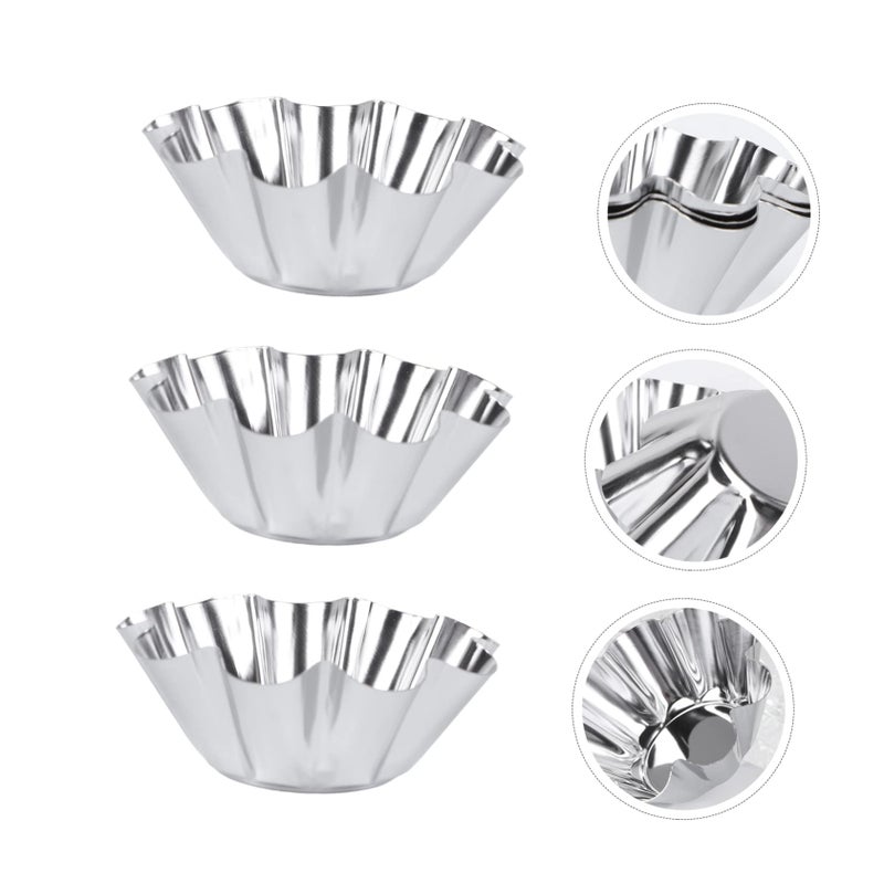 Stainless Steel Tart Pans 6pcs Non Stick Baking Molds for Egg Tarts Cupcakes Desserts - Image 3