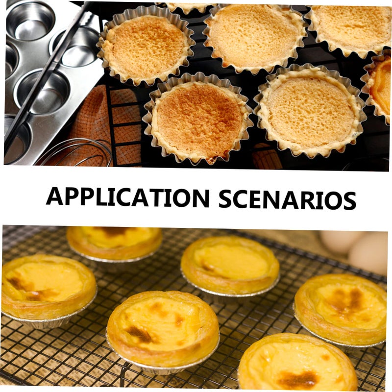 Stainless Steel Tart Pans 6pcs Non Stick Baking Molds for Egg Tarts Cupcakes Desserts - Image 4