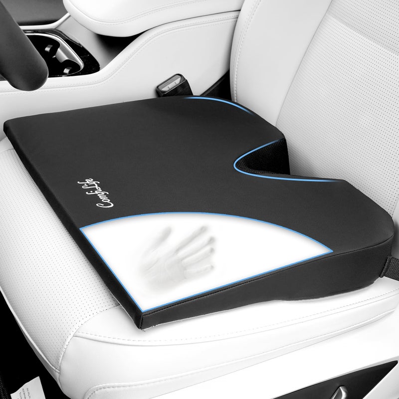 ComfiLife Car Seat CushionPremium Wedge 100 Polyurethane Foam Car Cushions for DrivingAuto Seat CushionBack  Sciatica Pain Relief for Long DrivesComfort for Car DriverOffice Truck Seat Black