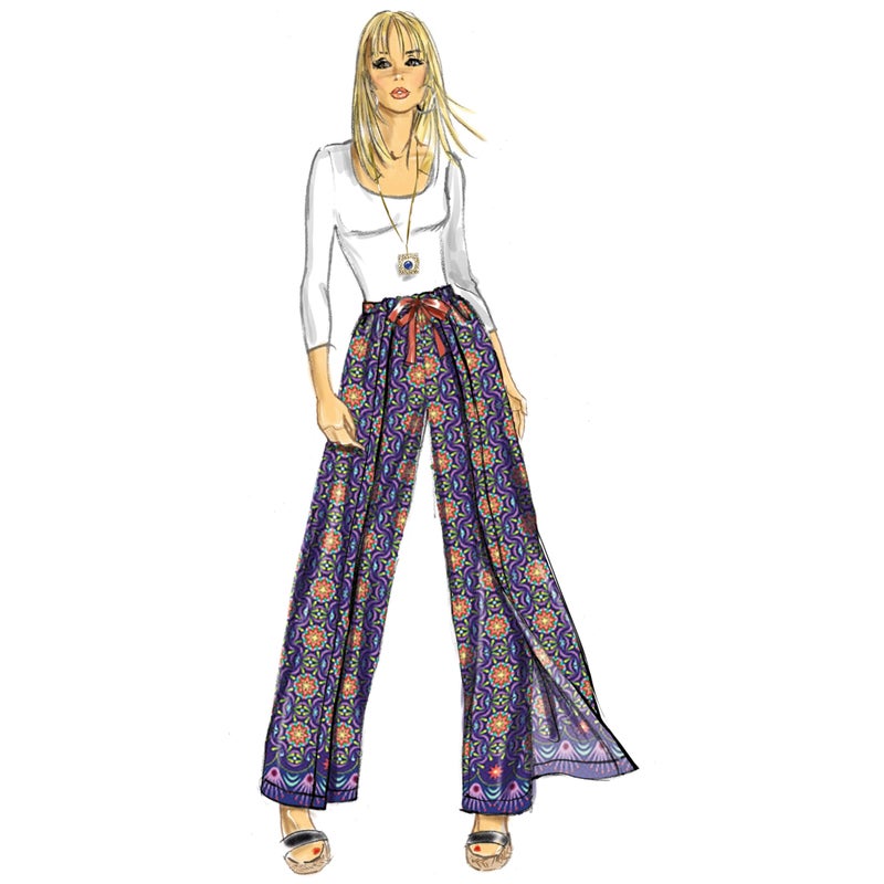 Simplicity SS9595OS Misses' Vintage 1970's Jiffy Wrap and Tie Pantskirt Sewing Pattern Packet, Design Code S9595, One Size - Image 3