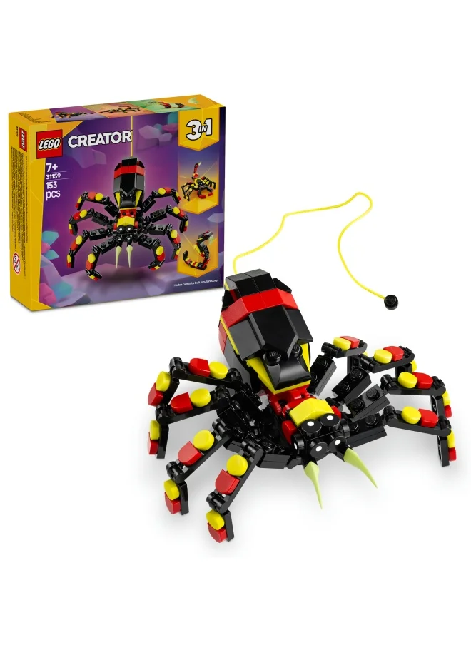 ليغو Creator 3in1 Wild Animals: Surprising Spider Toy - Transforms into a Scorpion Figure or a Snake - Building Set for Nature-Loving 7+ Year Old Boys & Girls - Creative Birthday Gift - 31159 (153 pieces)