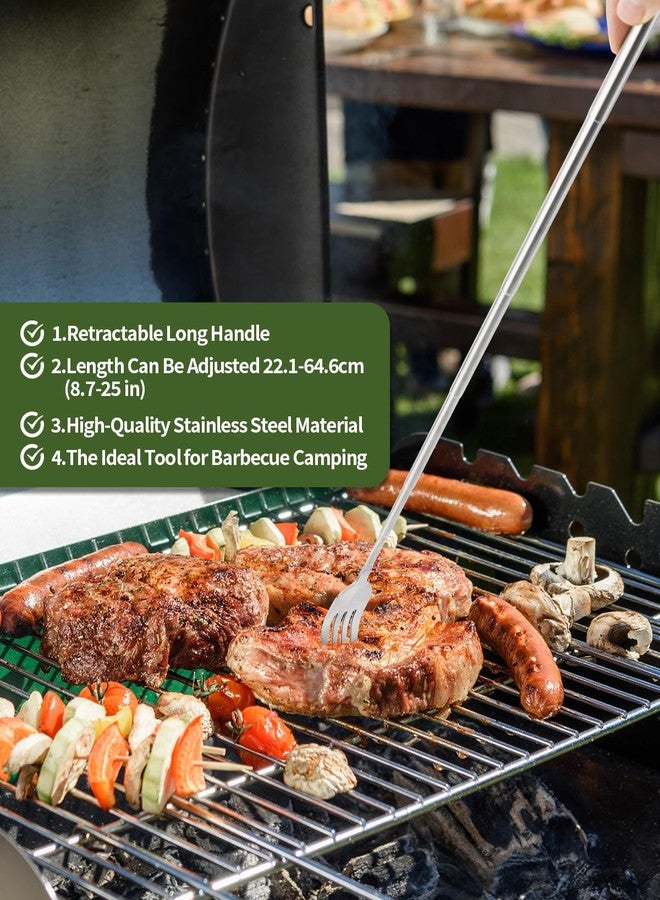 OXDFK 3 PCS Extendable Fork, Telescopic Stainless Steel Fork Set, Expandable Extension Spoon to 25.43 In Tableware, for BBQ Dinner Fruit Dessert - Image 4