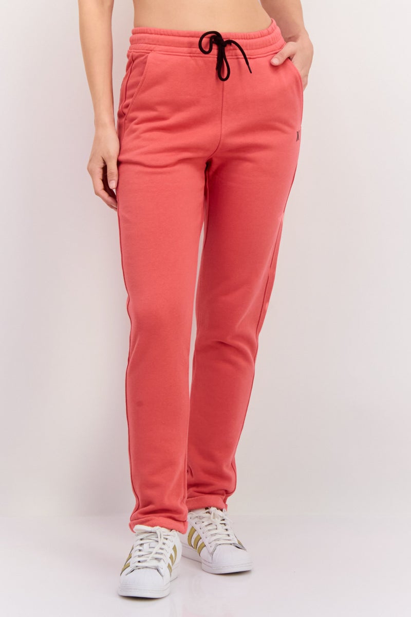 Hurley Women Sportswear Fit Drawstring Brand Logo Jogger Pants, Coral - Image 1