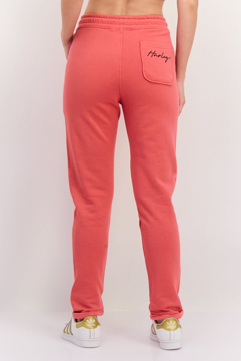 Hurley Women Sportswear Fit Drawstring Brand Logo Jogger Pants, Coral - Image 2