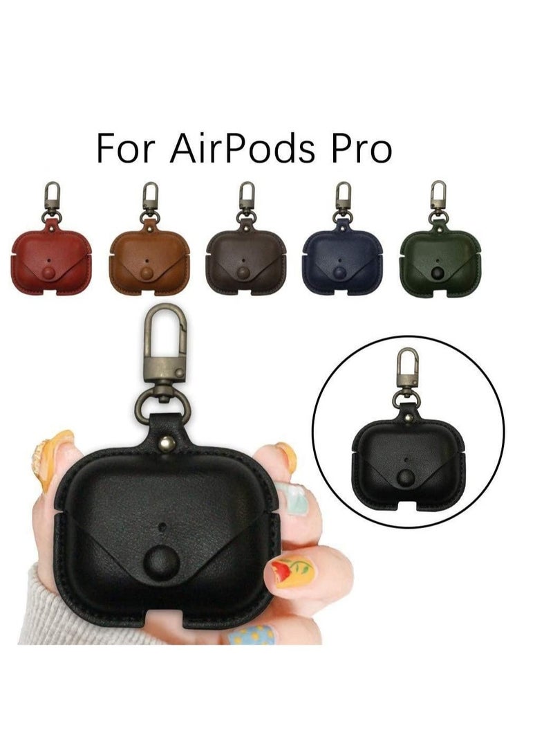 AirPod Pro Case Leather Personalized Leather Protective Air-pod Pro Case Cover Shockproof with Loss Prevention Clip - Image 3
