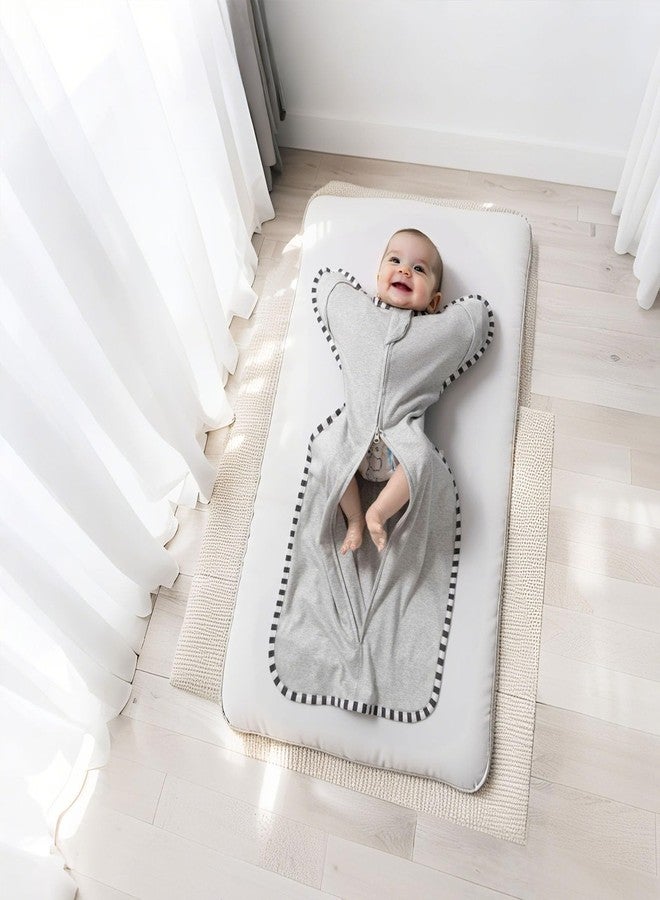 QUENESS Transition Swaddle, 2 Pack 100% Cotton Baby Sleep Sack, 2-Way Zipper Infant Arm Up Swaddle for Newborn Baby Boys Girls (Light Grey + Estate Blue, S(0-3 Months)) - Image 5