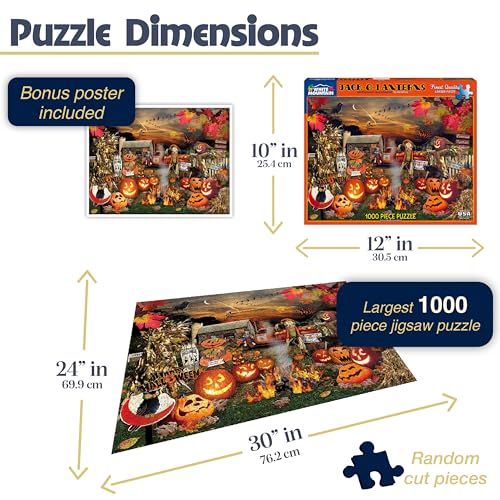 White Mountain Jack O Lanterns Halloween Puzzles 1000 Pieces Pumpkin Puzzle for Fall and Autumn - Image 2