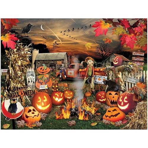 White Mountain Jack O Lanterns Halloween Puzzles 1000 Pieces Pumpkin Puzzle for Fall and Autumn - Image 1