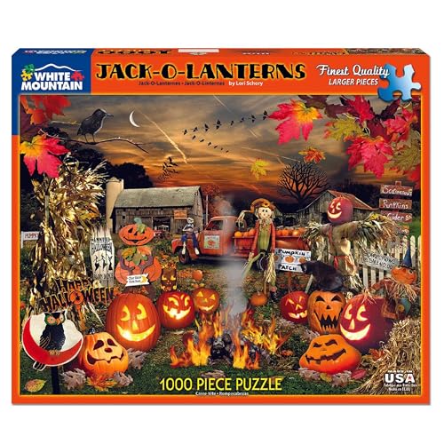 White Mountain Jack O Lanterns Halloween Puzzles 1000 Pieces Pumpkin Puzzle for Fall and Autumn - Image 3