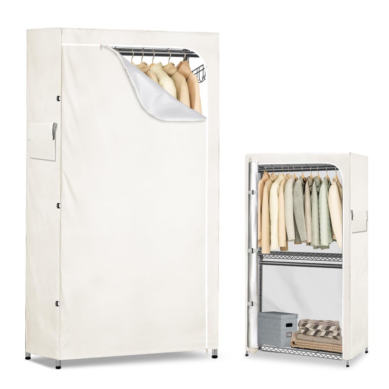 Alickwang Garment Rack Cover,Heavy Duty 600D Dustproof Waterproof Clothing Rack Covers with Zipper - Clothing Rack Covers for 45"W x 17.7"D x 80.3"H Metal Racks.White ï¼ˆCover Only) - Image 1