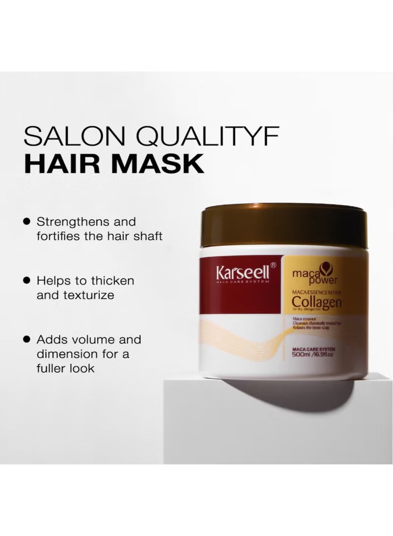 كارسيل مجموعة كارسيل للعناية بالشعر التالف والجاف: ماسك الكولاجين 500 مل وسيروم زيت الأرغان 50 مل - Image 4