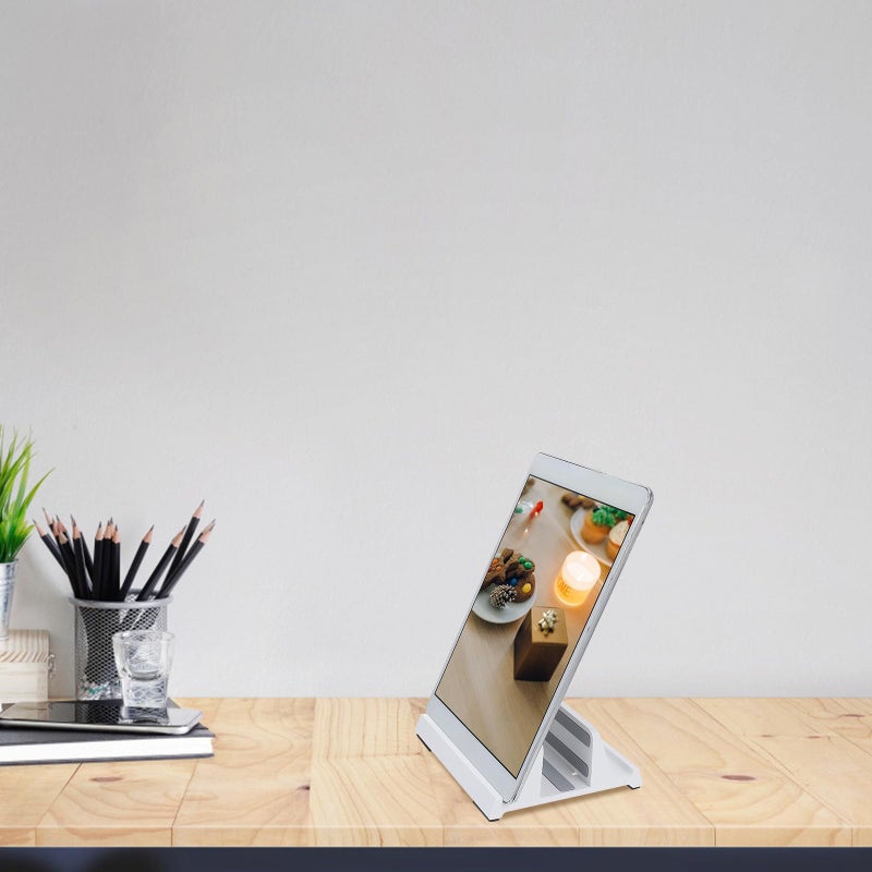 Adjustable White Vertical Laptop Tablet Stand 3 In 1 Desktop Holder For Smartphones - Image 5