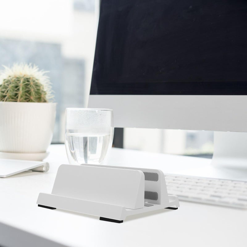 Adjustable White Vertical Laptop Tablet Stand 3 In 1 Desktop Holder For Smartphones - Image 4