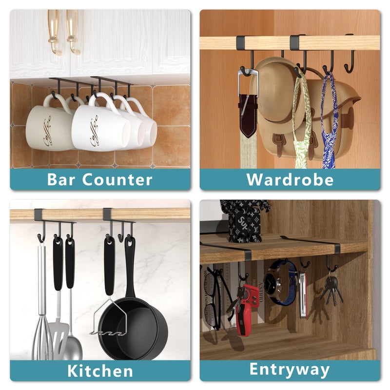 Ecrocy Mug Holder Under Cabinet - 3Pcs Mug Organizer For Kitchen, Fit For 1 Inch Thickness Shelf Or Less - Only Suitable For Flat Buttom Cabinet Without Any Lip - Image 5