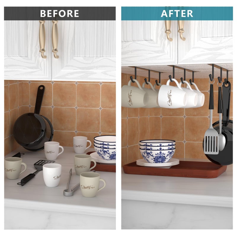 Ecrocy Mug Holder Under Cabinet - 3Pcs Mug Organizer For Kitchen, Fit For 1 Inch Thickness Shelf Or Less - Only Suitable For Flat Buttom Cabinet Without Any Lip - Image 3