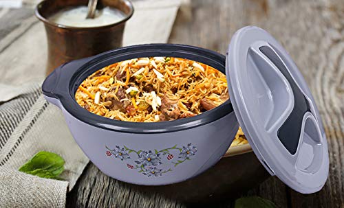 Kuber Industries Floral Design Insulated Marigold Casserole/Hotpot 1500 Ml (Grey) - Image 4