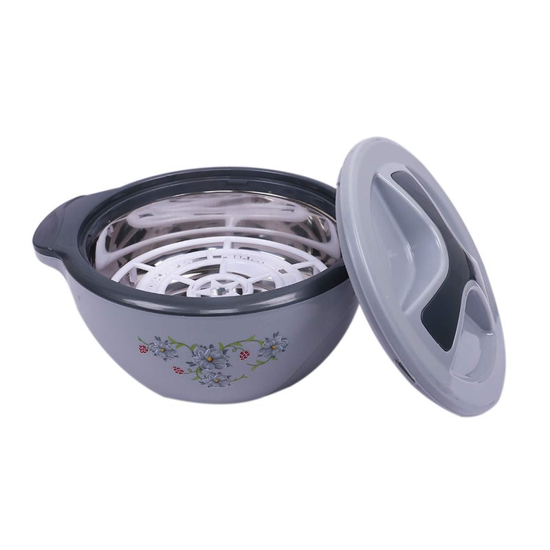 Kuber Industries Floral Design Insulated Marigold Casserole/Hotpot 1500 Ml (Grey) - Image 3
