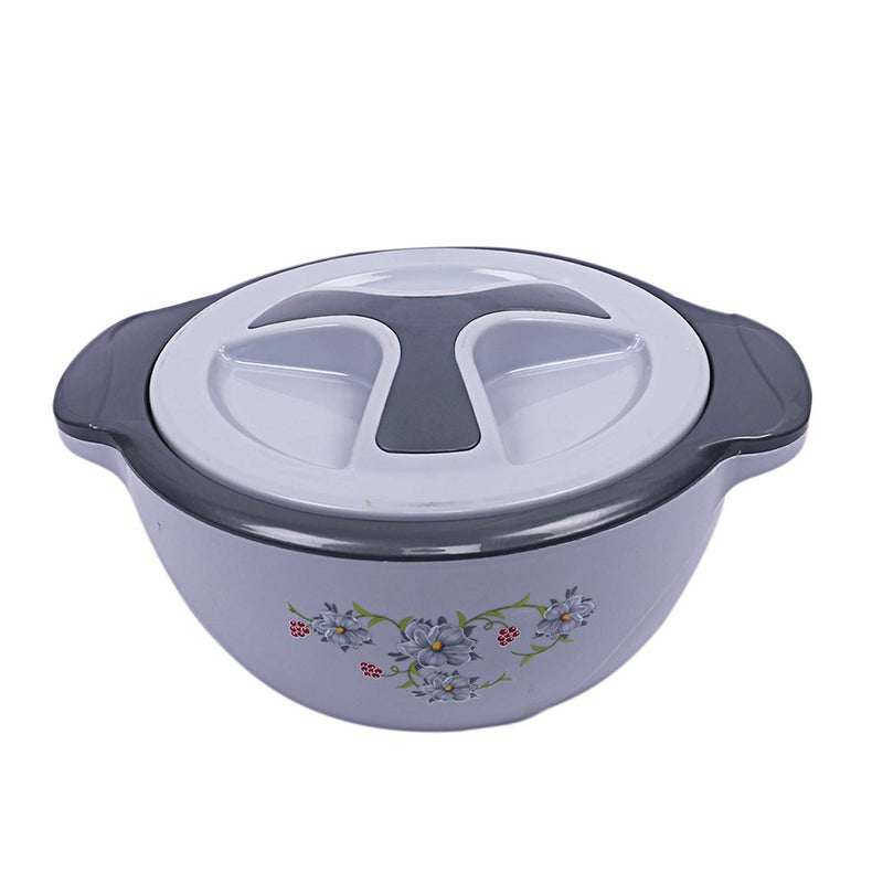 Kuber Industries Floral Design Insulated Marigold Casserole/Hotpot 1500 Ml (Grey) - Image 2