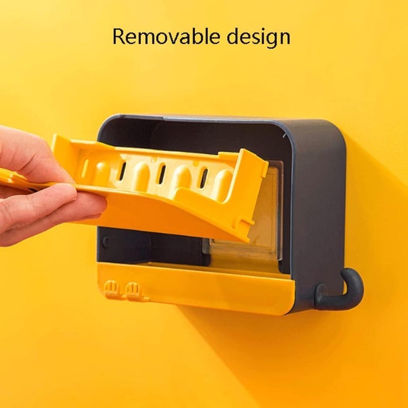 Cyrox Wall Mounted No Drilling Plastic Soap Box Holder Case with Drain Tray, Bathroom Soap Saver Soap Box Stand (1Pcs) - Image 5