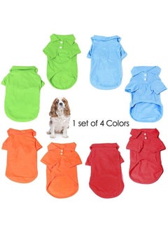 KingMas 4 Pieces Dog T-Shirt, Breathable Pet Shirts, Puppy Sweatshirt Dog Clothes Outfit Apparel Coats (Blue, Green, Red, Orange) - Medium 