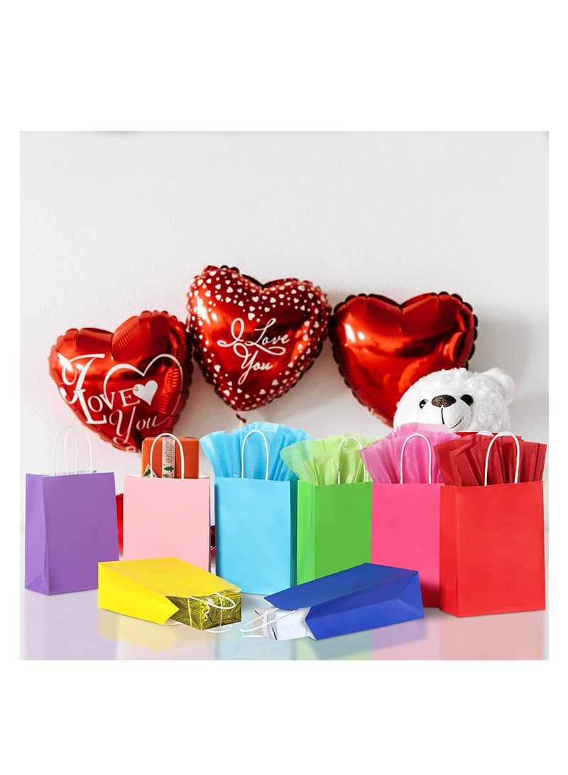 Premify Party Bags-Pack of 16 Gift Bags Multipack with Tissue Papers - 15x21x8cm Multicolor-Kraft Paper Bags- Paper Party Bags for Kids Party, Birthday, Sweets, Wedding, Eid - Image 5