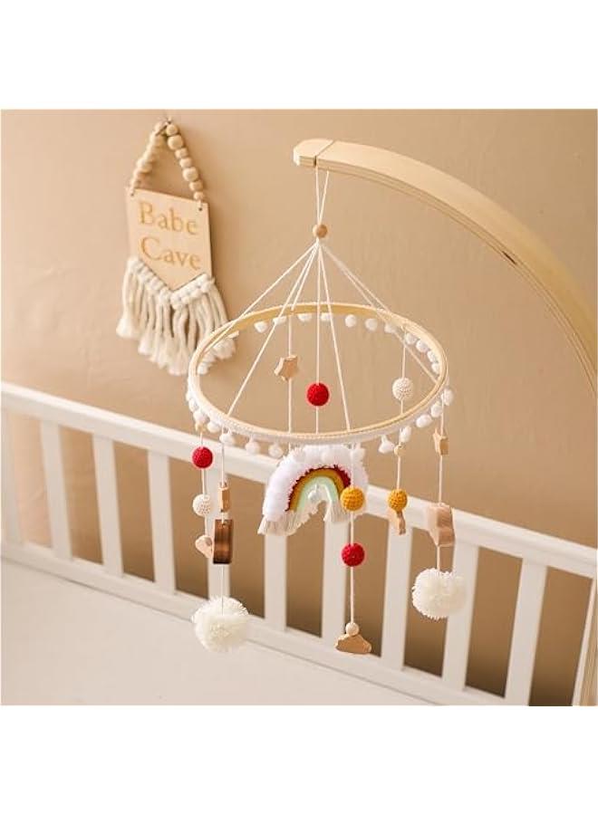 Baby Crib Mobile for Boys Girls Rainbow Nursery Mobile Gender Neutral Hand-Crocheted Mobile Ceiling Mobile - Rainbow, Clouds, Moon - Image 2