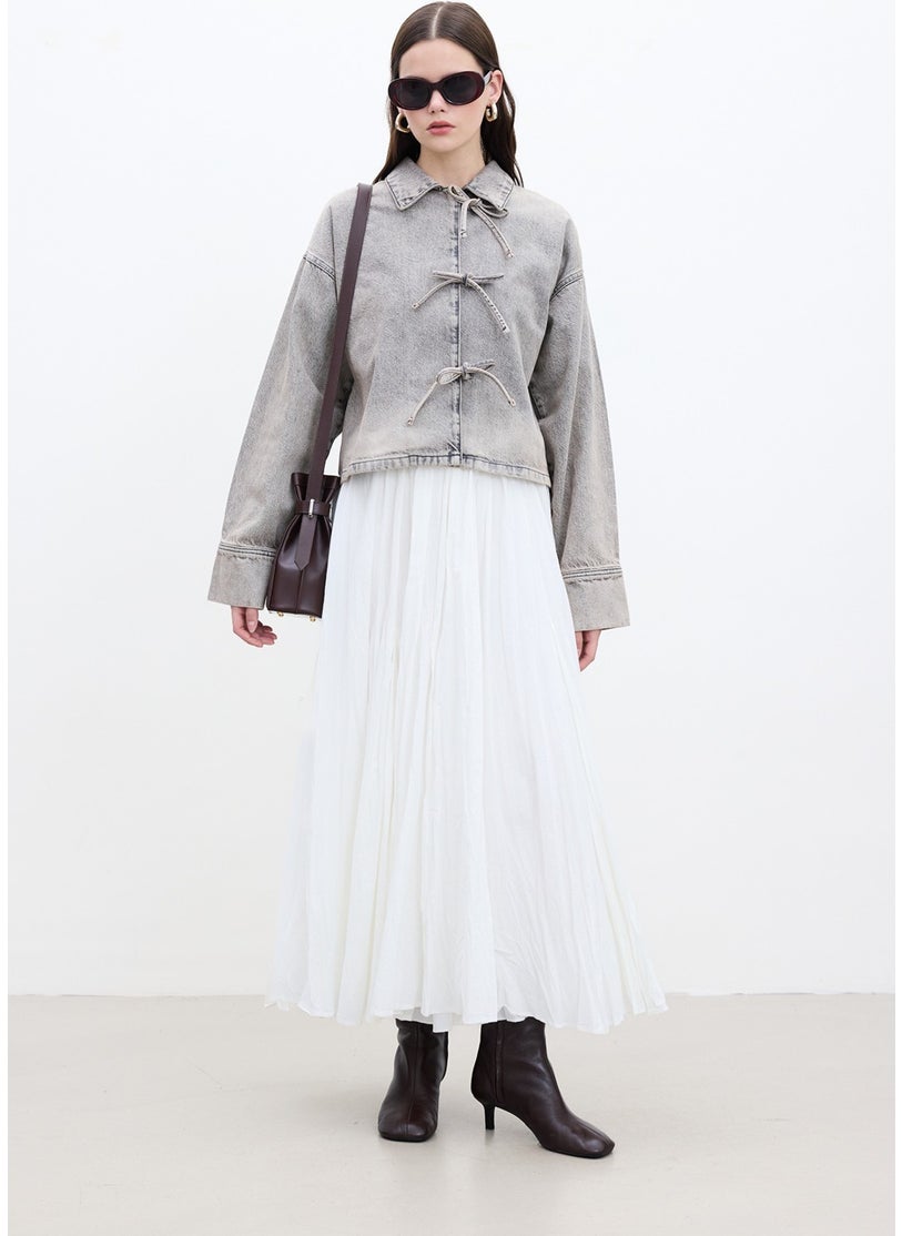 Manuka Lace-Up Denim Blouse Anthracite  - Image 1