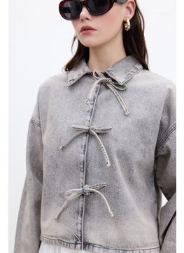 Manuka Lace-Up Denim Blouse Anthracite  - Image 4