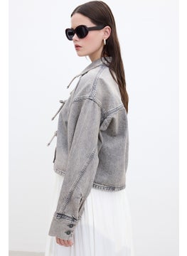 Manuka Lace-Up Denim Blouse Anthracite  - Image 5