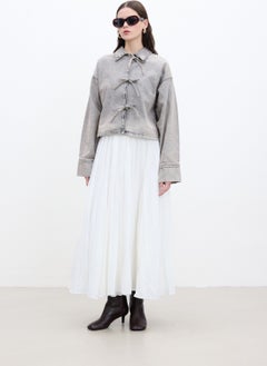 Manuka Lace-Up Denim Blouse Anthracite  - Image 2
