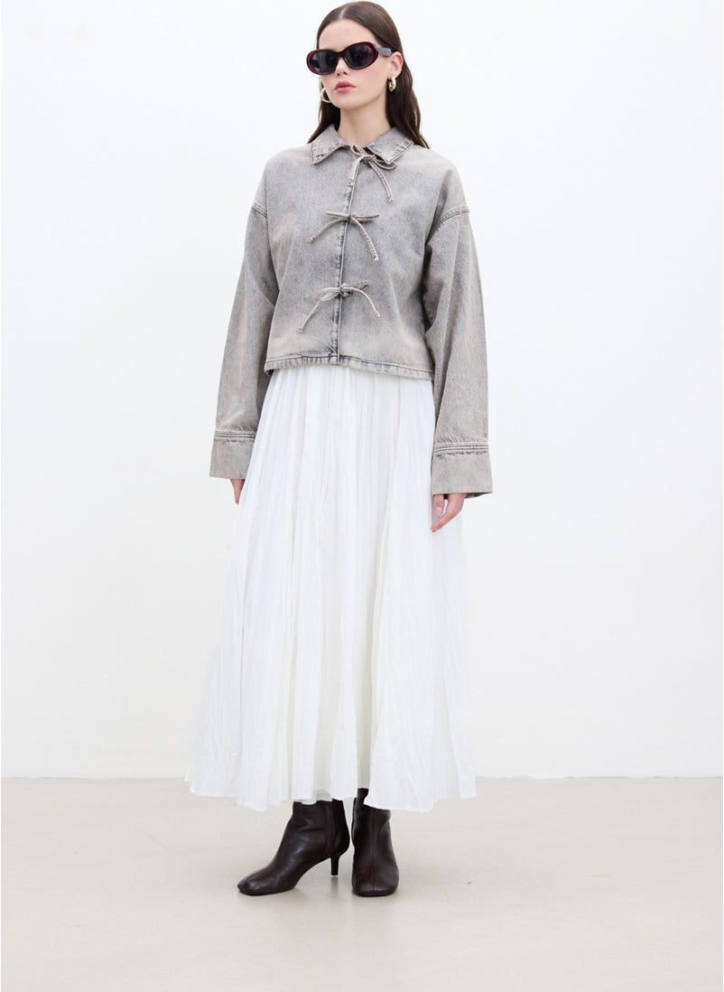 Manuka Lace-Up Denim Blouse Anthracite  - Image 2
