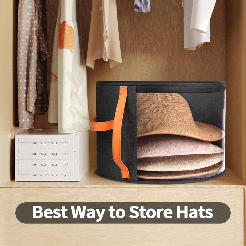 kushon Oversized Clear Hat Storage Box for Women, Cowboy Hat Organizer for Closet, Wide Brims Hat Case with Carrying Handles, Hat Bag (Black) - Image 5