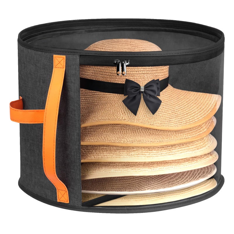kushon Oversized Clear Hat Storage Box for Women, Cowboy Hat Organizer for Closet, Wide Brims Hat Case with Carrying Handles, Hat Bag (Black) - Image 1