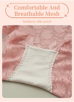Moovant 2 Pack Women's Breathable Floral Lace Underwear Set, Ice Silk Briefs Seamless High-waisted Tummy Control Hip Lift Panties Shorts Summer Thin with Mulberry Silk Lining  - Image 5