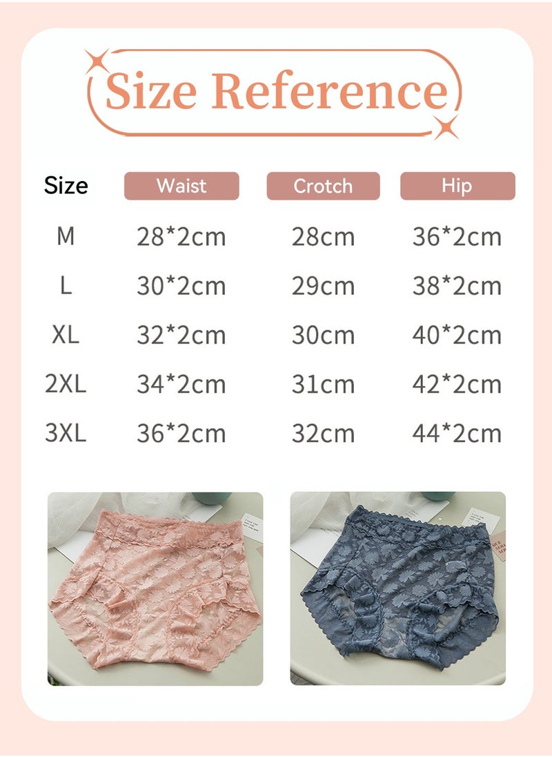 Moovant - 2 Pack Women's Breathable Floral Lace Underwear Set, Ice Silk Briefs Seamless High-waisted Tummy Control Hip Lift Panties Shorts Summer Thin with Mulberry Silk Lining - Image 1