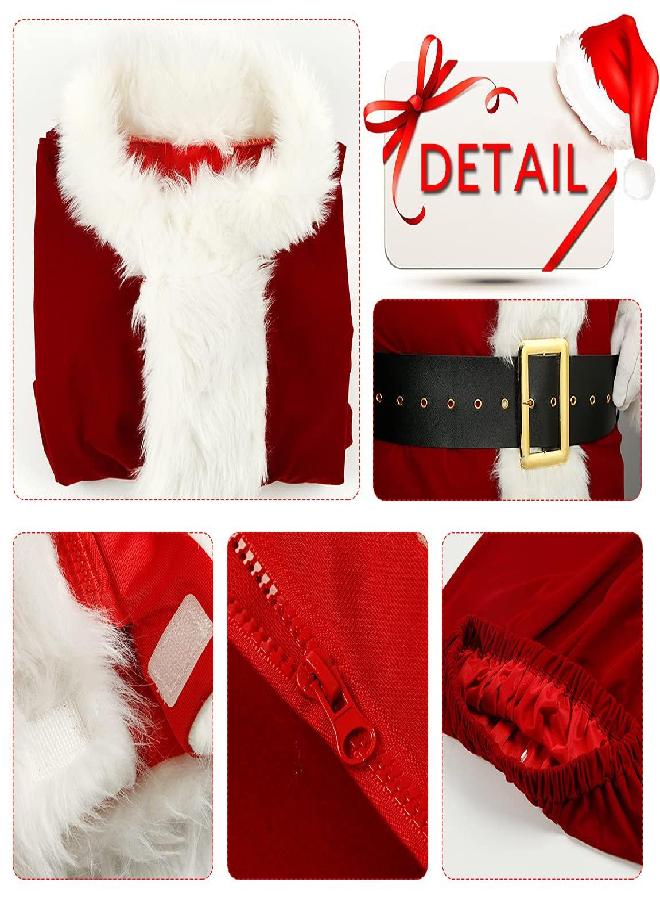 dgdgbaby dgdgbaby Santa Suit Christmas Santa Claus Costume for Men Women Adult Costume Santa 10pc. Outfit (Maroon, 2X-Large) - Image 2