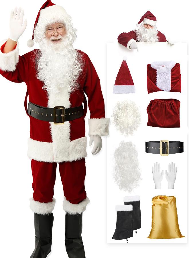dgdgbaby dgdgbaby Santa Suit Christmas Santa Claus Costume for Men Women Adult Costume Santa 10pc. Outfit (Maroon, 2X-Large) - Image 5