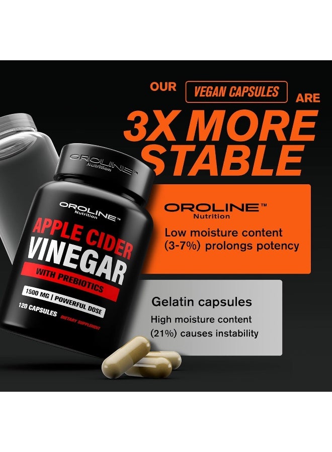LUBEX Organic Apple Cider Vinegar Capsules (120 Capsules 1500 mg) ACV Tablets w/Prebiotics - Cleanse & Detox Apple Cider Vinegar Pills Fibre Supplement, Appetite Suppressant & Metabolism Booster - Image 5